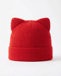 Cashmere Ribbed Knit Cat Ear Beanie