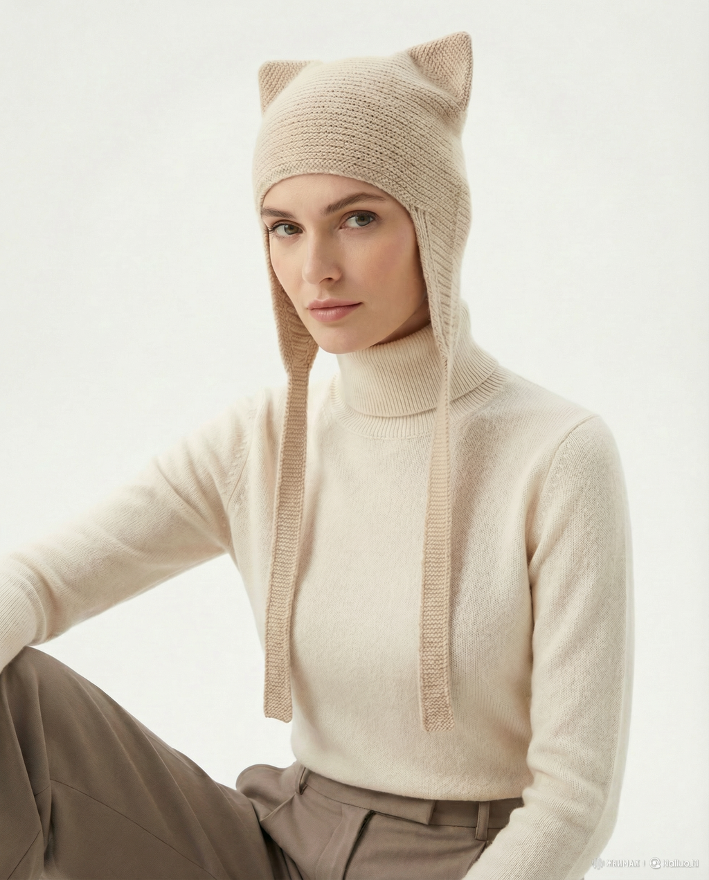 Cashmere Knit Cat Earflap