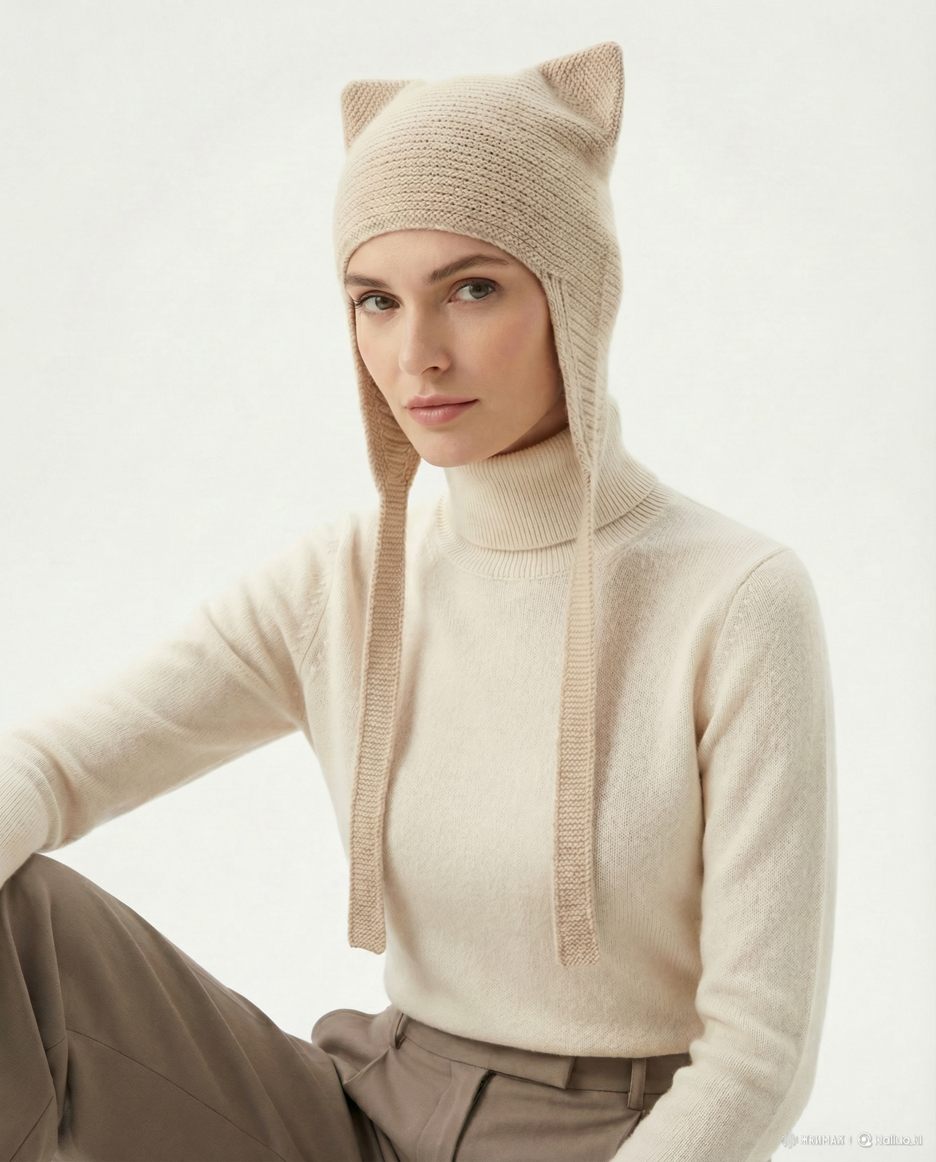 Cashmere Knit Cat Earflap